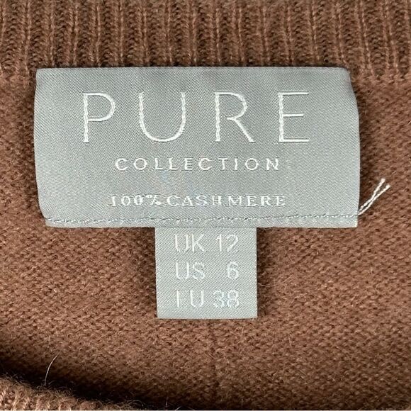 Pure Collection 100% Cashmere brown crewneck Sweater women’s small - Picture 3 of 6